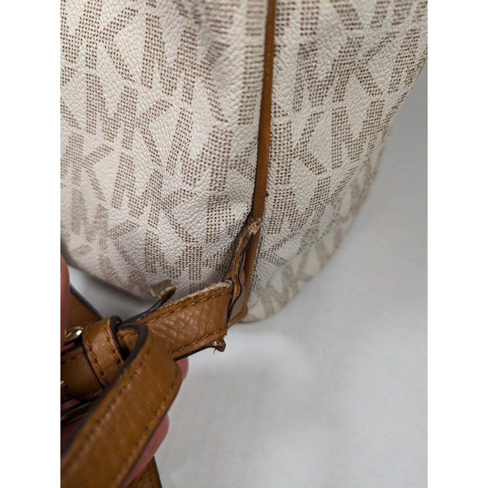 Michael Kors Backpack READ Signature Leather White Cream Beige - Picture 5 of 16